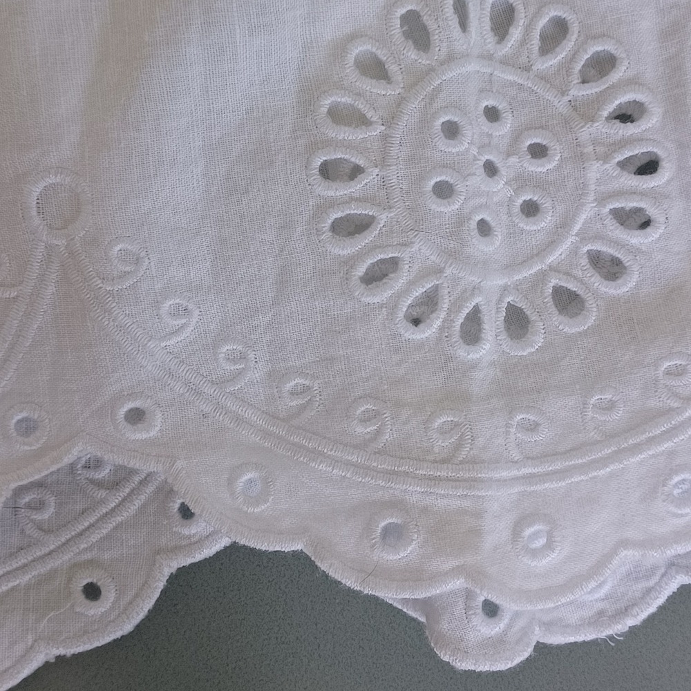 J.McLaughlin White‎ Linen Blend Eyelet Scalloped Hem Tiered Midi Skirt Large NWT - Picture 6 of 14